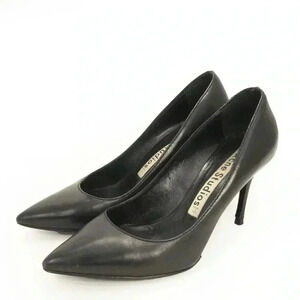 Acne Studios Classic Black Pointed Toe Leather Heels